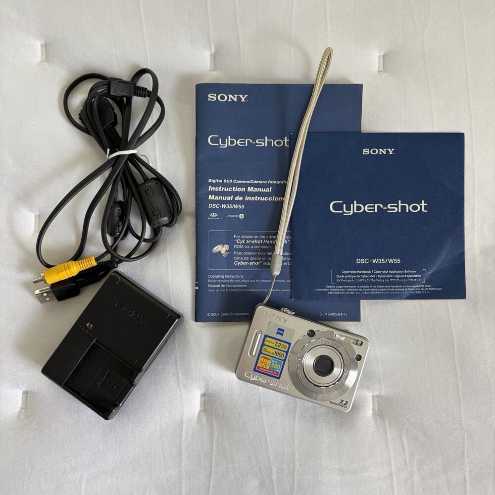 Sony Cyber-shot DSC-W55 7.2MP Digital Camera Silver, MpegmoveVX, 3X optical zoom